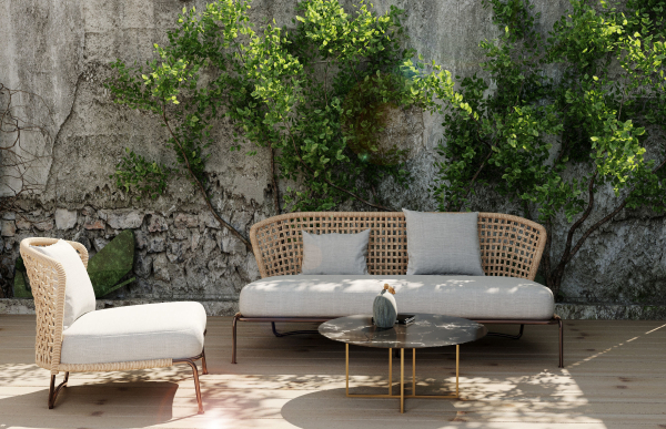 Courtyard scene Outdoor plant sofa