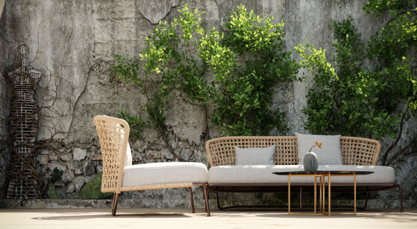 Courtyard scene Outdoor plant sofa