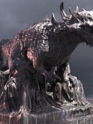 dark-drake-king-lizard-statue-guardian-priestesses-3d-model-obj