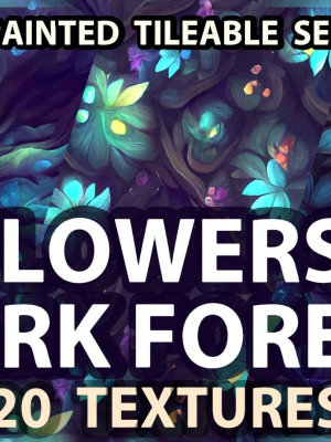 Dark Forest Flowers -- 20 TEXTURES -- Hand-painted ---PACK 4---