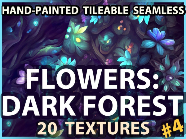 Dark Forest Flowers -- 20 TEXTURES -- Hand-painted ---PACK 4---