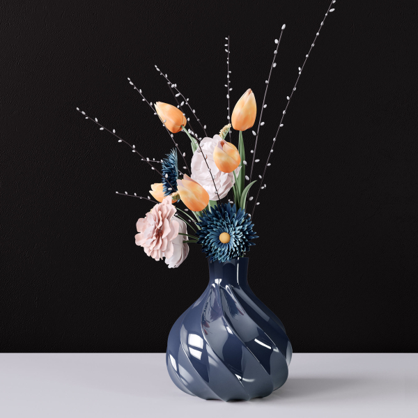 Decor bouquet of flowers in a glass vase