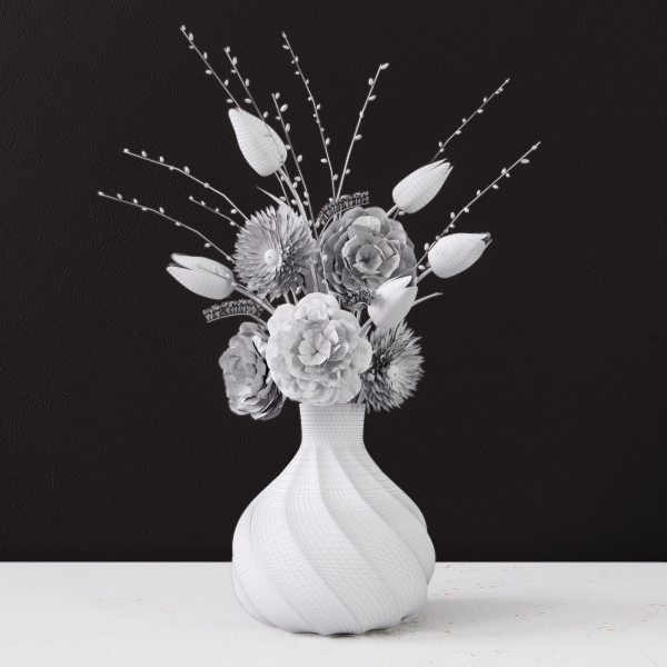 Decor bouquet of flowers in a glass vase