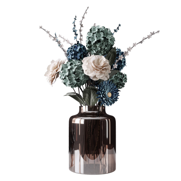 Decor bouquet of flowers in a glass vase