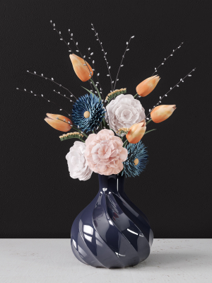 Decor bouquet of flowers in a glass vase