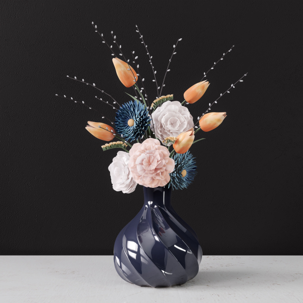Decor bouquet of flowers in a glass vase