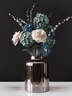 Decor bouquet of flowers in a glass vase