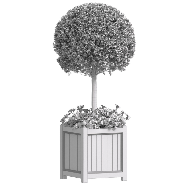 Decorative Front  Entrance Porch  Tree in a flower bed