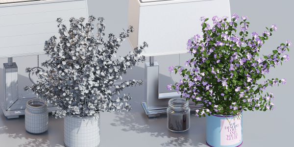 Decorative set with a vase for flowers