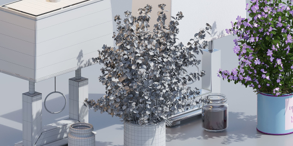 Decorative set with a vase for flowers