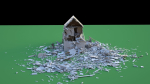 Destroyed Wooden Cottage