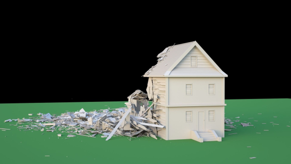 Destroyed Wooden Cottage