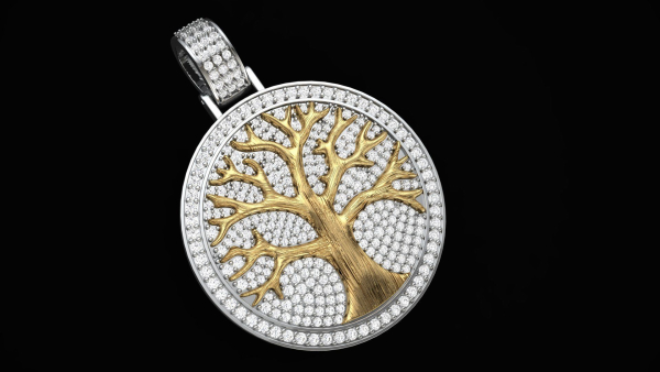 Diamond Tree Medallion  Pendant