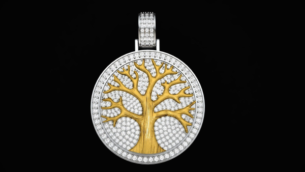 Diamond Tree Medallion  Pendant
