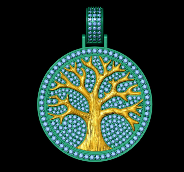 Diamond Tree Medallion  Pendant