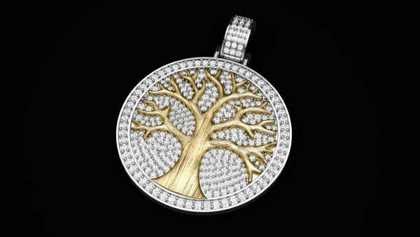 Diamond Tree Medallion  Pendant