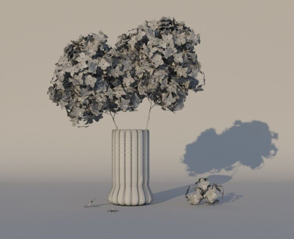 Dry Hydrangea Flowers 3D model Free