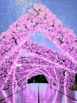 Fairy Glass Walkway decorated with Flowers