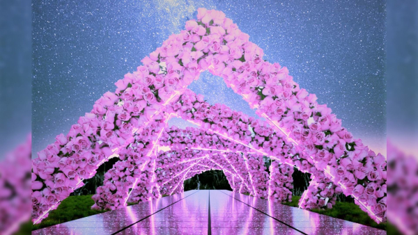 Fairy Glass Walkway decorated with Flowers