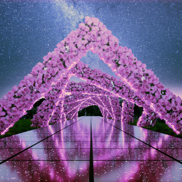 Fairy Glass Walkway decorated with Flowers