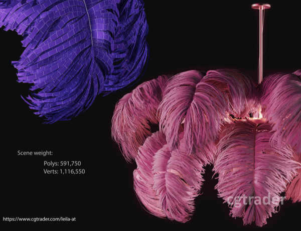 Feather Modern Chandelier  Vray - CORONA - FBX - OBJ