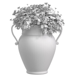Flower bed of white flowers in Italian vase by Santorini Garden