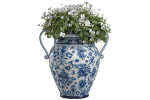 Flower bed of white flowers in Italian vase by Santorini Garden