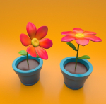 Flower in a pot cartoon style  sub-d ready