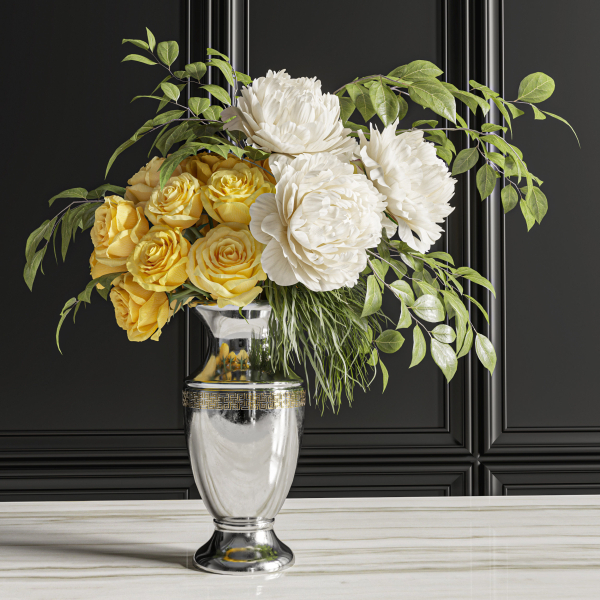 Flower Set 020 Yellow rose white peony