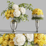 Flower Set 020 Yellow rose white peony