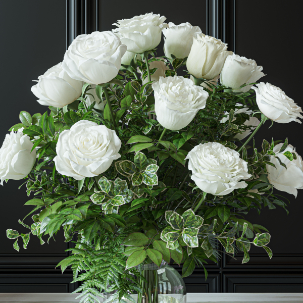 Flower Set 029 White and pink Rose