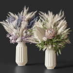 Flower Set 041 Pampas Pink green and blue