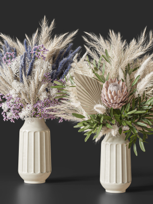 Flower Set 041 Pampas Pink green and blue
