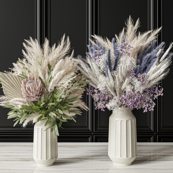 Flower Set 041 Pampas Pink green and blue