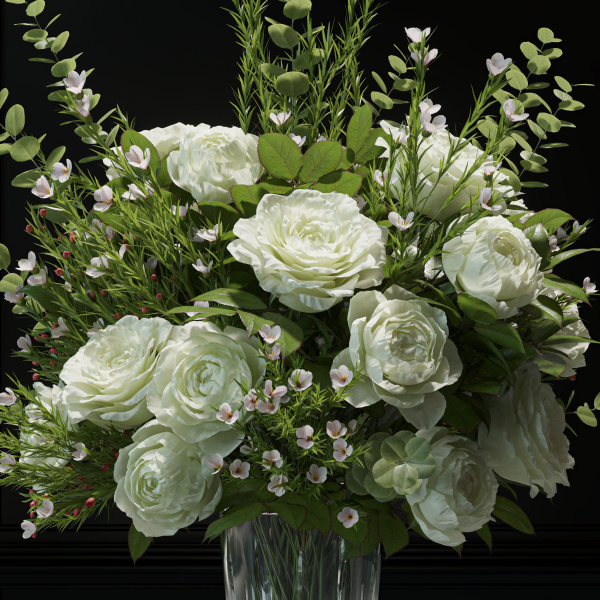 Flower Set 042 white rose wax flower