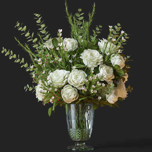 Flower Set 042 white rose wax flower