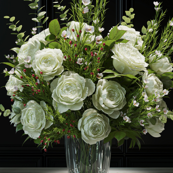 Flower Set 042 white rose wax flower