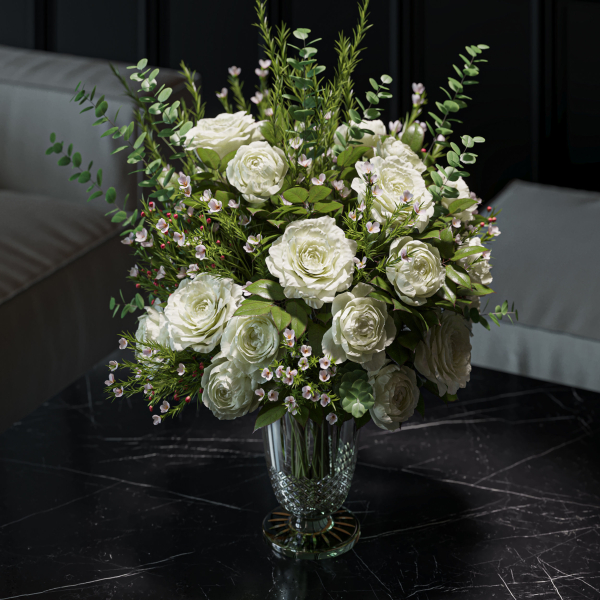 Flower Set 042 white rose wax flower