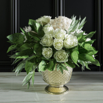 Flower Set 043 white hydrangea gold vase