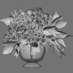 Flower Set 043 white hydrangea gold vase