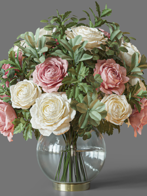 Flower Set 049 pink and white rose