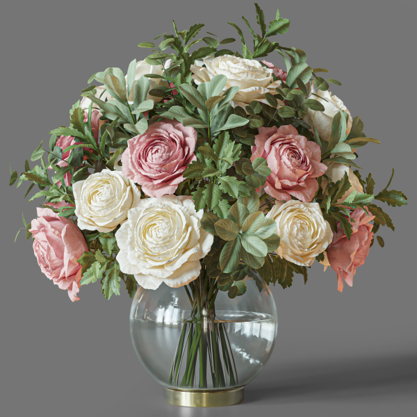 Flower Set 049 pink and white rose
