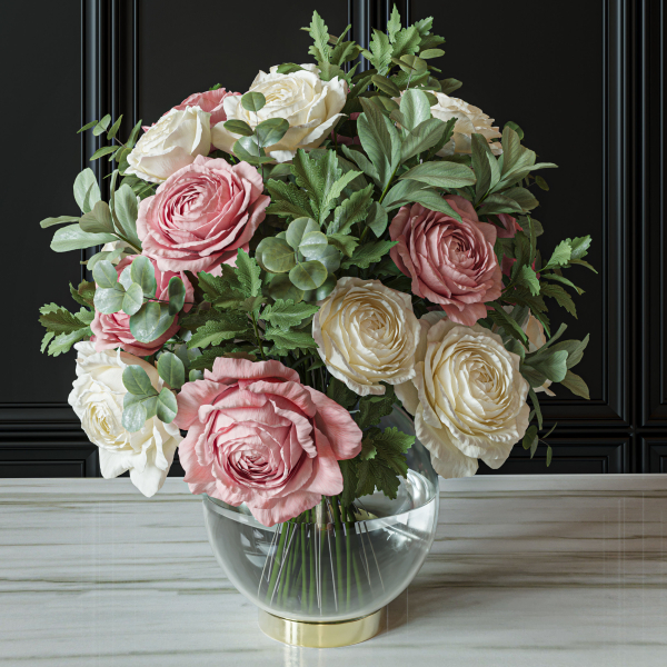 Flower Set 049 pink and white rose