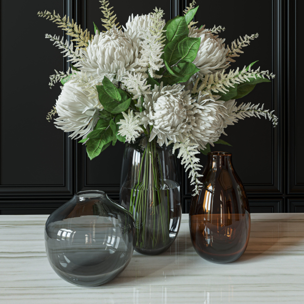 Flower Set 050 white Chrysanthemum Astilbe