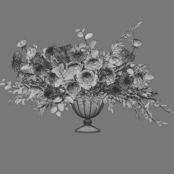 Flower Set 053 White Rose Dahlia Big bouquet