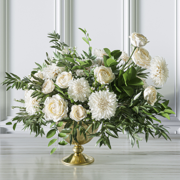 Flower Set 053 White Rose Dahlia Big bouquet