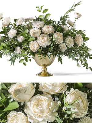 Flower Set 053 White Rose Dahlia Big bouquet