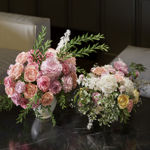 Flower Set 062 Pink bouquet carnation rose peony