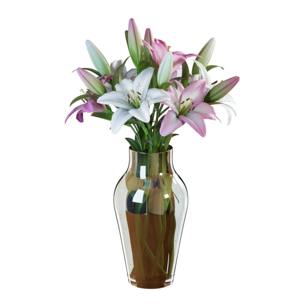 Flower Set 15 - Pink and White Lilies Bouquet