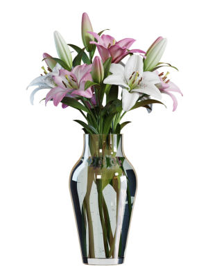 Flower Set 15 - Pink and White Lilies Bouquet